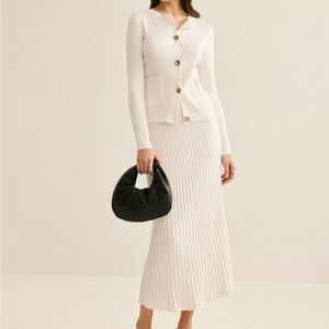 Commense Cream Midi Dress with Gold Buttons